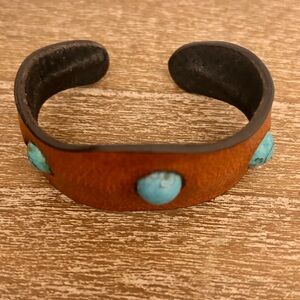 Turquoise Studded Leather Cuff Bracelet